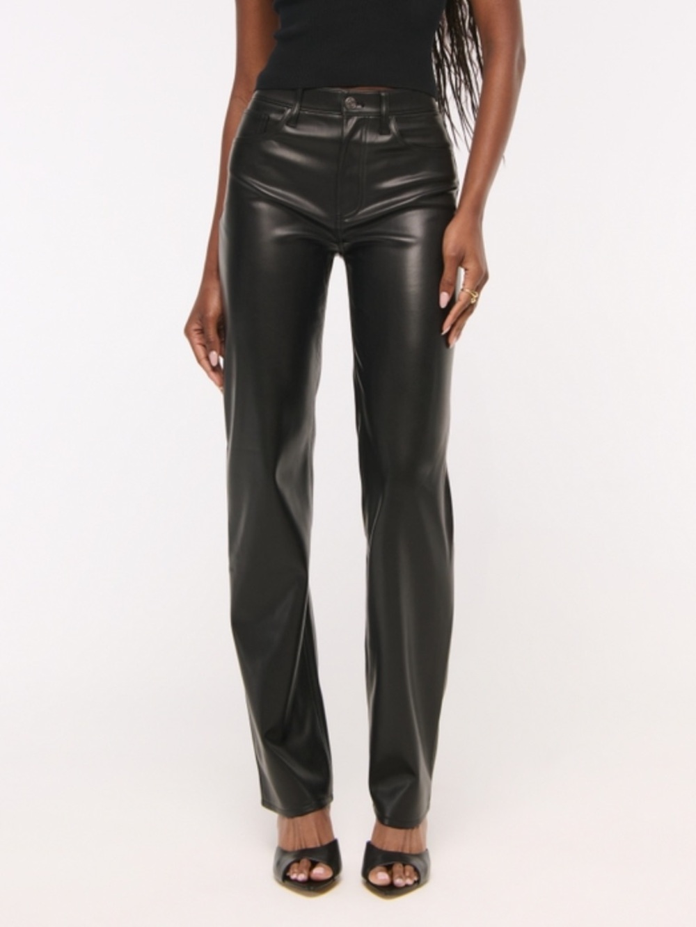 Abercrombie & Fitch Black Faux Leather Straight-Leg Pants